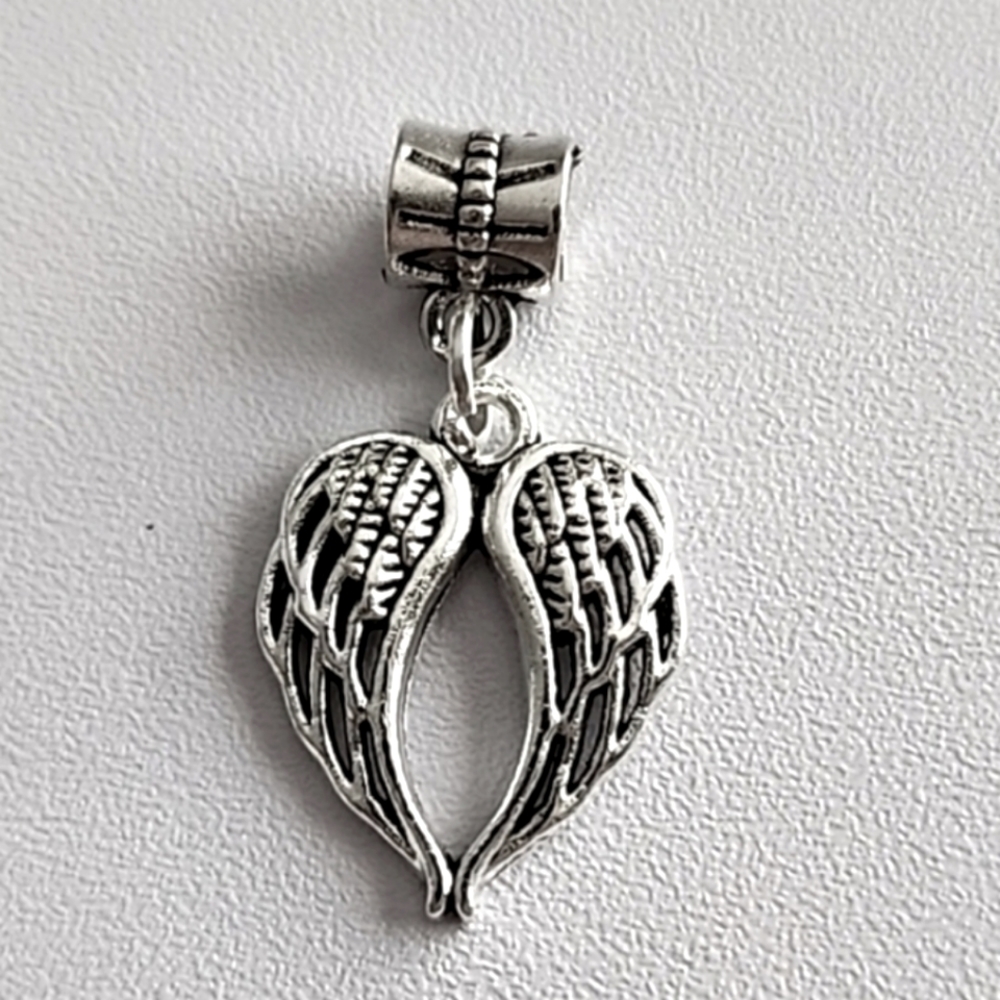 HEART Angel Wings Charm for European Style Bracelets Fits Pandora Syst…